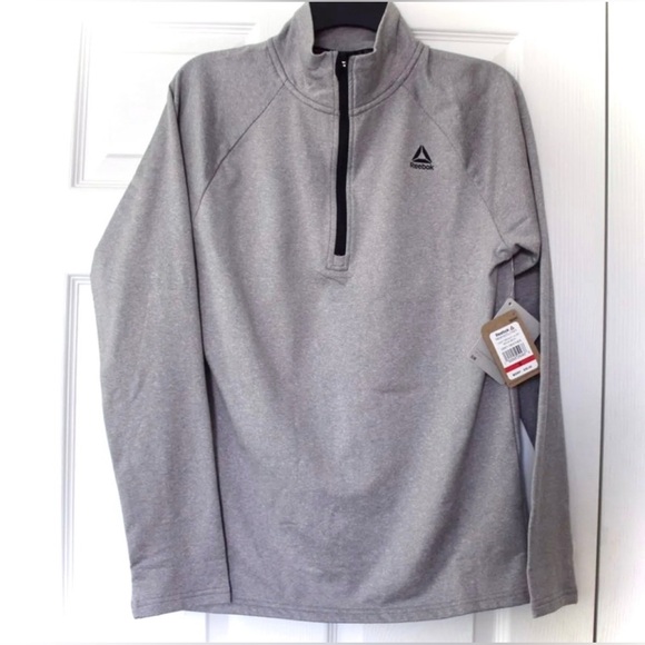 ReebokQuarter Zip Grey Mock Neck Performance Pullover Jacket